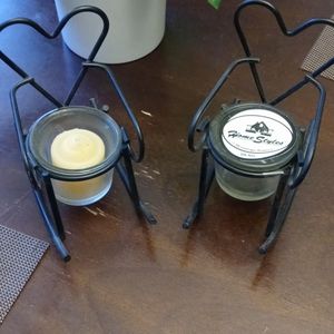 Wire rocking chair tea light holder set